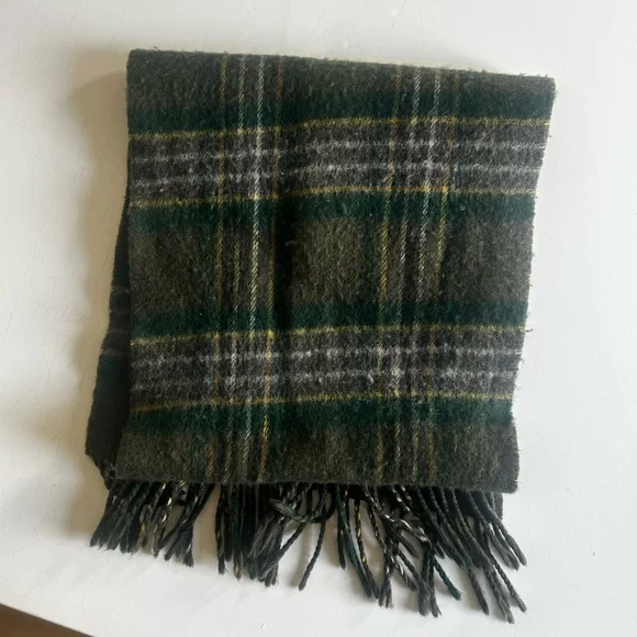 Dior Monsieur Wool Green and Gray Plaid Scarf - Picture 4 of 5